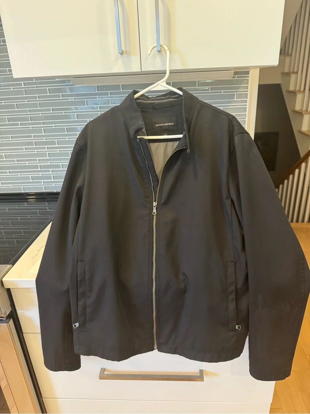 Banana Republic Navy Blue Zip-Up Bomber Jacket